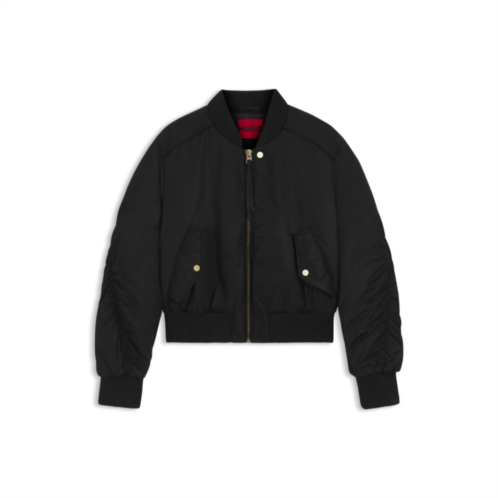 HUGO ruched-detail bomber jacket with water-repellent finish