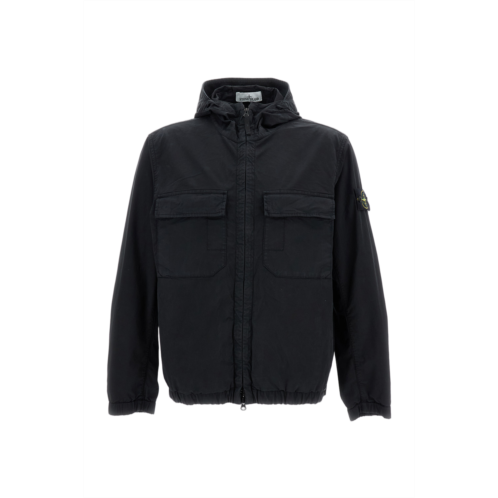 STONE ISLAND full-zip hooded jacket with double-slider zipper