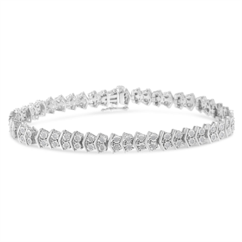 Haus of Brilliance .925 sterling silver 1.0 cttw chevron 2 stone arrow link tennis bracelet