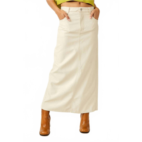 Free People city slicker vegan maxi skirt in light beige