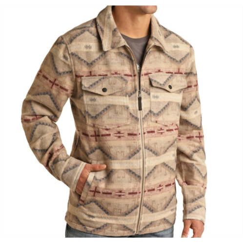 Rock & Roll Denim aztec full-zip shirt jacket in tan/multi