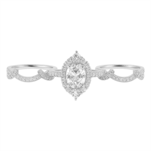 Allyanna Gifts womens oval moissanite ring - 3 piece set in silver