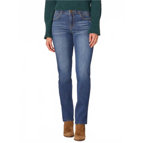 Democracy ab solution mid rise straight leg jeans with angled dart seams in blue