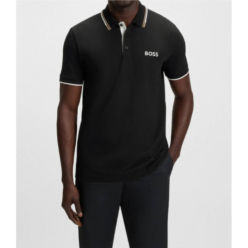 Hugo Boss cotton blend polo shirt in black
