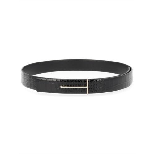TOM FORD crocodile texture minimalist buckle leather belt