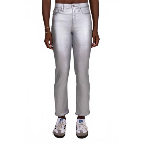 DAZE coated slim straight leg jean in silver bullet