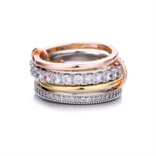 Adornia mixed metal 4-layer crystal stack ring