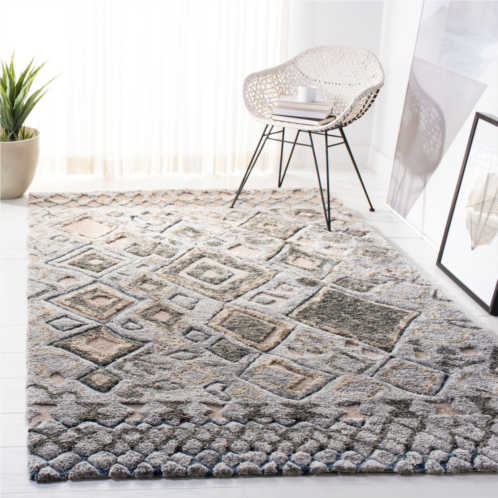 Safavieh casablanca shag hand made area rug grey / olive bohemian style non-shedding