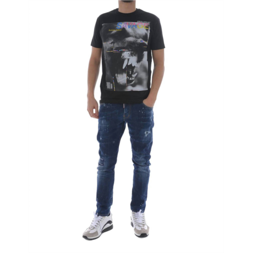 Dsquared2 mens savage print graphic cotton t-shirt in black