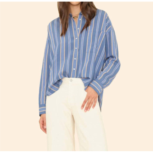 XIRENA jordy shirt in navy blue stripe