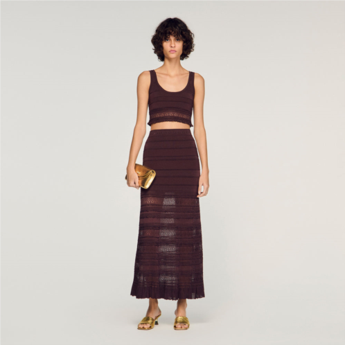 Sandro pointelle knit maxi skirt