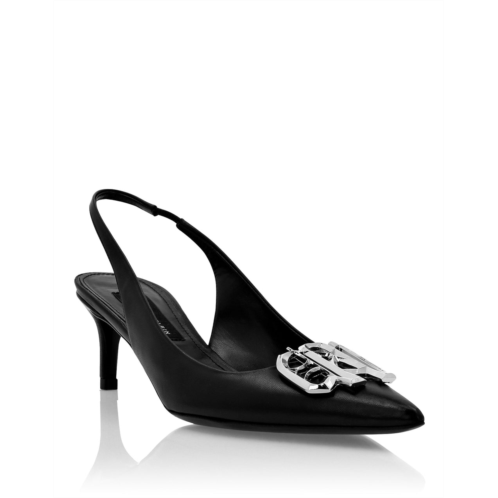 PHILIPP PLEIN nappa leather low plein heels slingback gothic plein