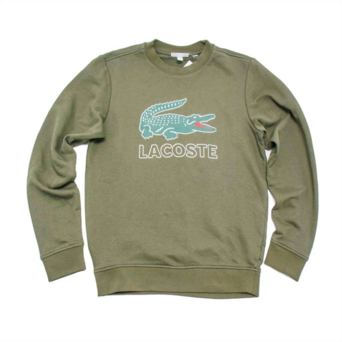 LACOSTE mens graphic croc non brushed fleece sweatshirt in green