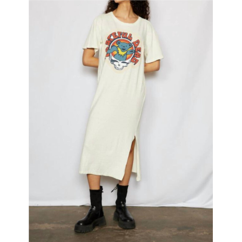 People of Leisure grateful dead bear maxi dress in light yellow