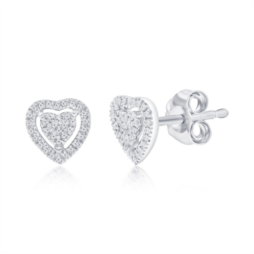 Simona sterling silver halo heart diamond studs