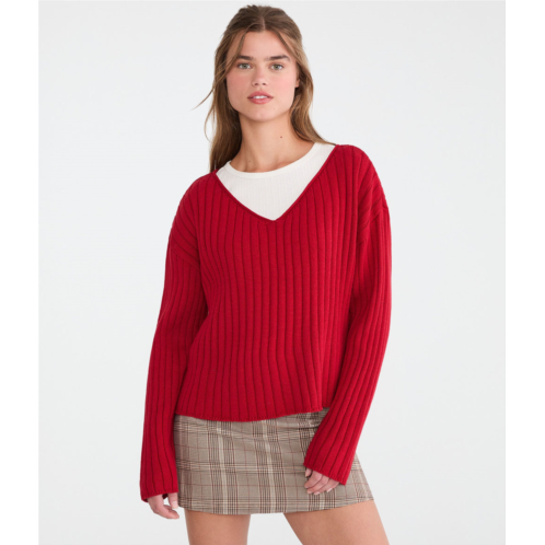 Aeropostale ribbed v-neck sweater