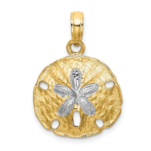 Diamond2Deal 14k yellow gold with white rhodium polished sand dollar charm pendant