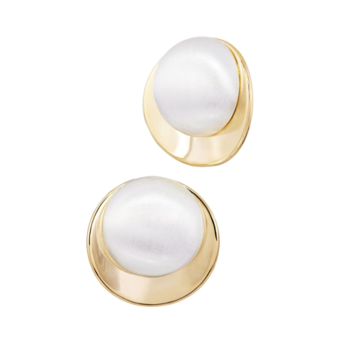 SAVVY CIE JEWELS gold plated and rhodium big oval button earrings
