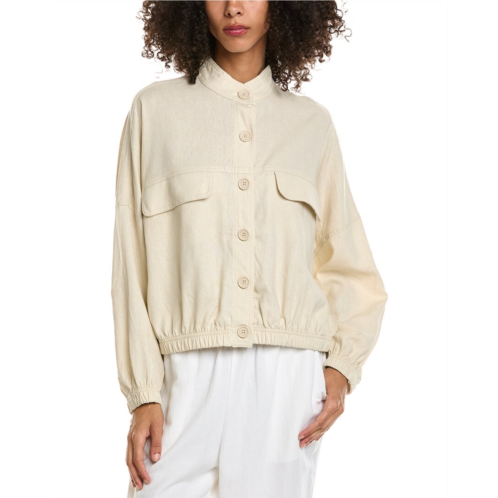 Max Studio linen-blend bomber shirt jacket