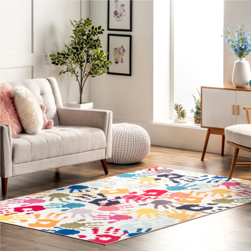 NuLOOM pinkie spinclean machine washable handprint kids area rug