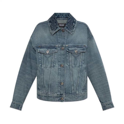 Versace barocco denim trucker jacket