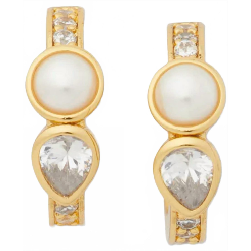 Kate Spade womens bubbly bezel earrings in gold and white