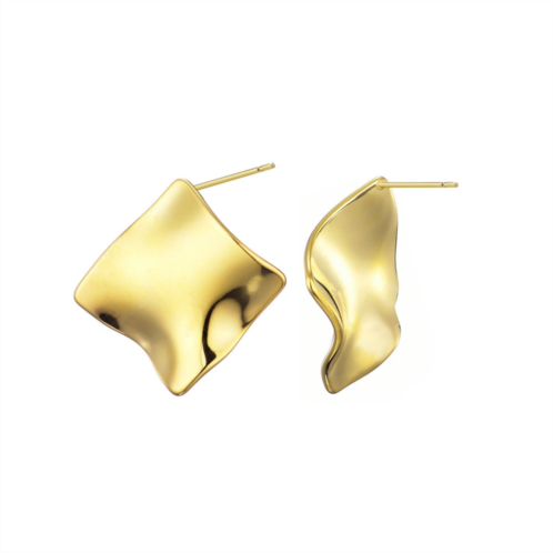 Adornia tarnish resistant 18k gold plated wave stud earrings