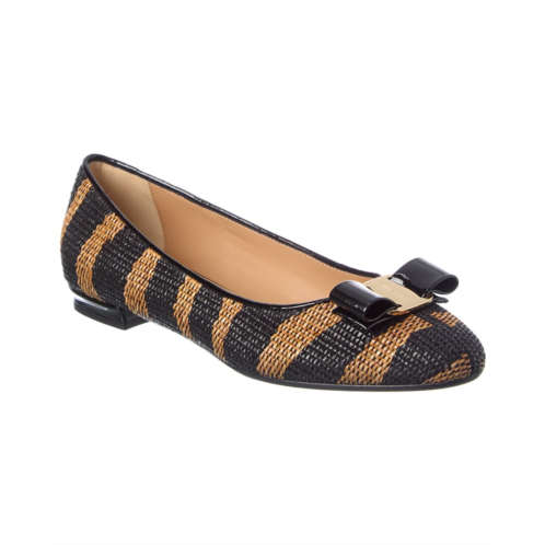 Salvatore Ferragamo Ferragamo varina raffia & patent ballet