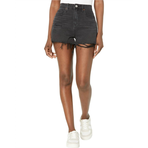 BLANKNYC reeve high-rise five-pocket shorts with destructed hem in living life in black