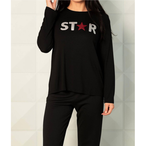 French kyss star crewneck sweatshirt in black/wine