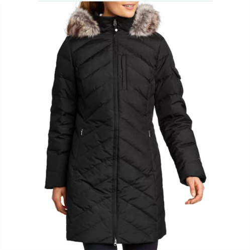 Eddie Bauer womens 650 down sun valley puffer parka long coat in black
