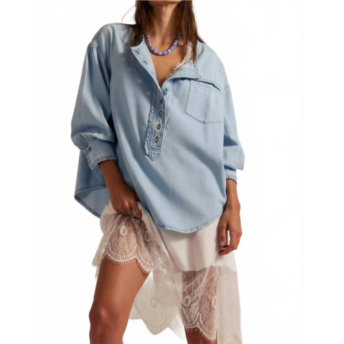 Free People womens we the Free denim dreaming pullover top in so soft light wash