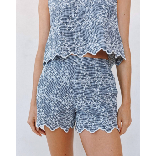 Bella Dahl scallop border catalina short in floral gingham