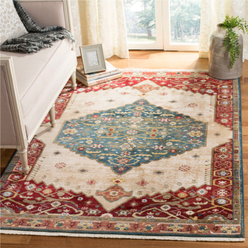 Safavieh kashan machine made area rug blue / red traditional style easy care