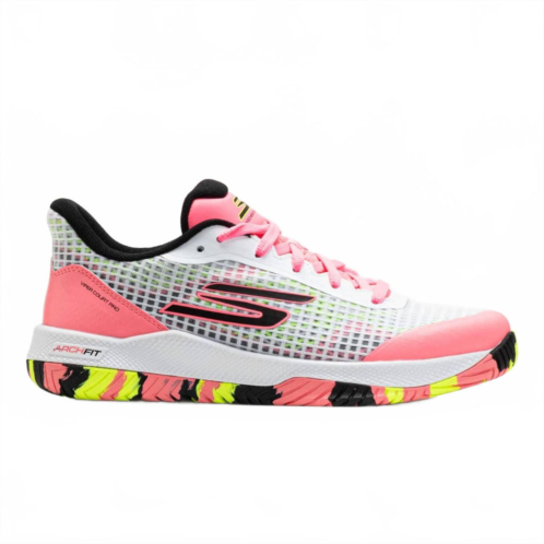Skechers womens viper court pro shoes in white/multi