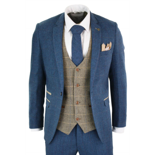 Oliver Tweed mens 3 piece blue Tweed vintage suit