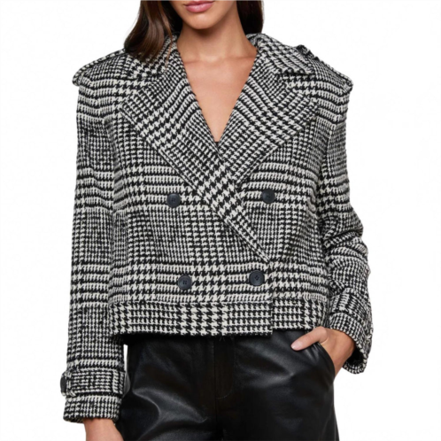 xoey cropped trench coat in black/ivory