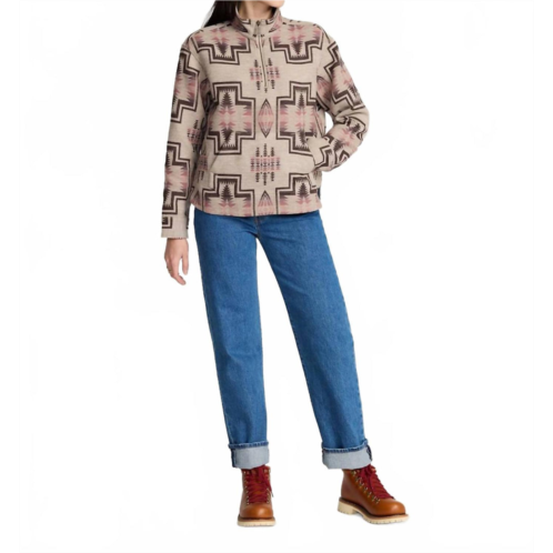 PENDLETON harding cotton chamois half-zip pullover in taupe multi