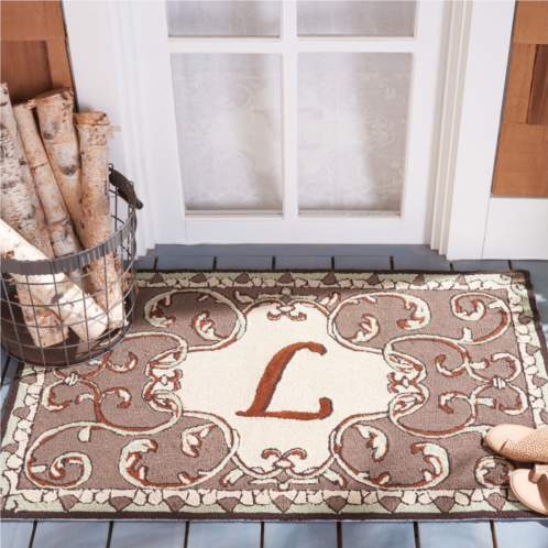 Safavieh monogram hand made area rug mocha traditional style non-shedding