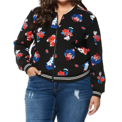 Dex zip up floral jacket - plus in pattern