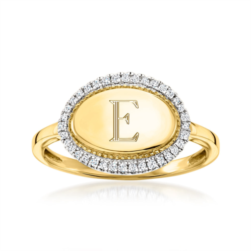 RS Pure by ross-simons diamond personalized oval ring in 14kt yellow gold