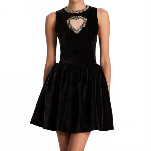 Alice olivia ella velvet mini dress in black