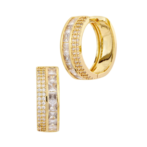 SAVVY CIE JEWELS 18k yellow gold plated multistone white cz hoop earrings