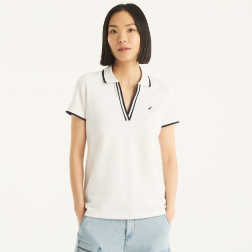 Nautica womens sustainably crafted ocean split-neck polo