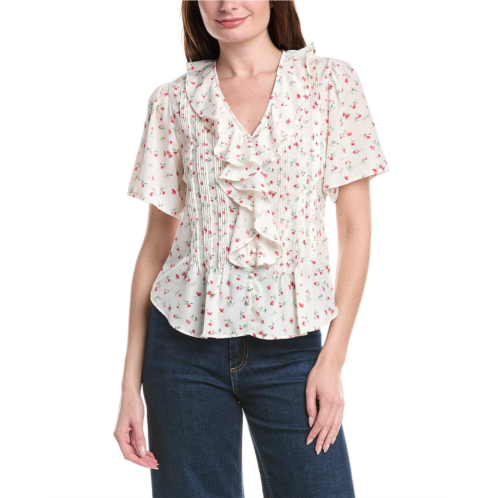 Philosophy pintuck printed ruffled top