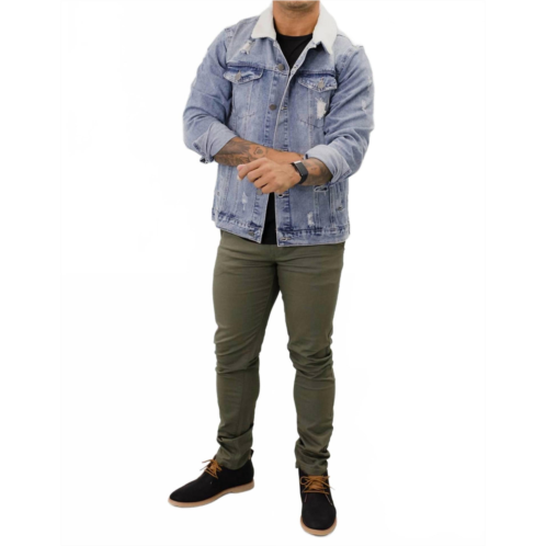 Victorious carter sherpa collar jacket in denim