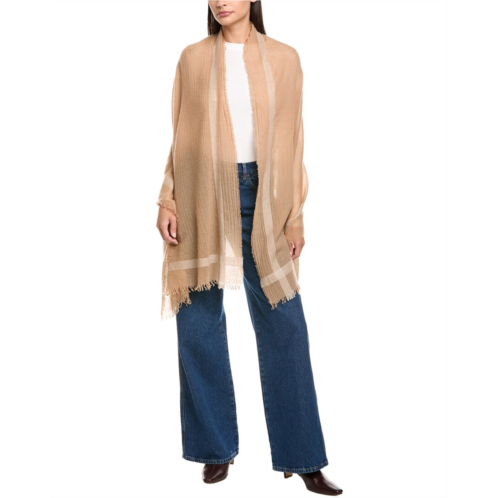 Vince lightweight border stripe wool & cashmere-blend wrap