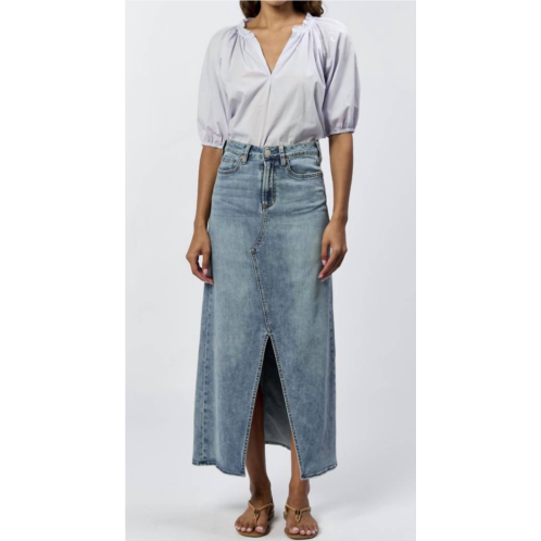 DEAR JOHN denim vianna clean hem front slit denim skirt in blue