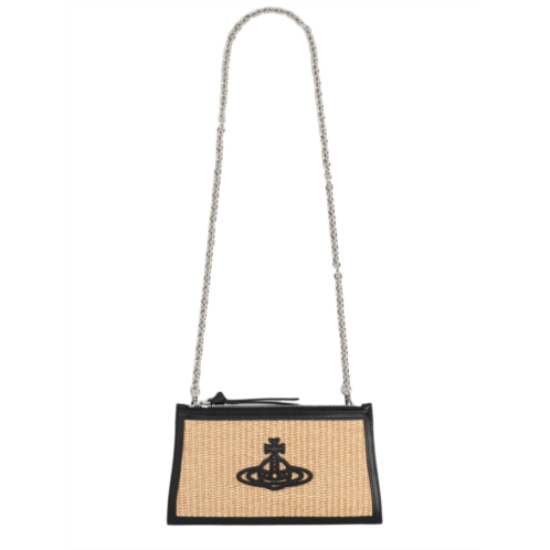 VIVIENNE WESTWOOD woven cotton-blend black emblem clutch