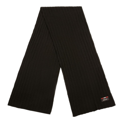 BALLY womens knit wool scarf in black